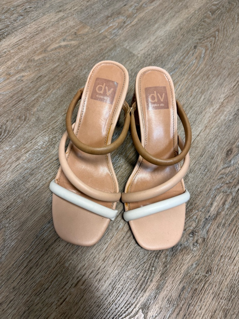 DOLCE VITA Womens Beige Color Block Padded Myla Block Heel Sandal size 7 - Picture 2 of 7